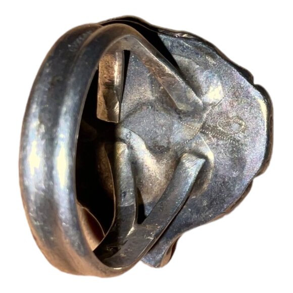 Ring Green Turquoise Silver Size 6.5 Native American Artisan Vintage Handmade - Picture 3 of 12